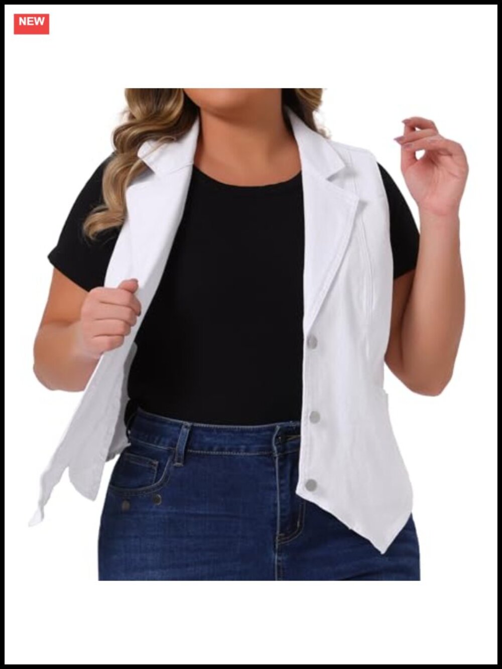 Women's Plus Size Sleeveless Denim Vest Casual Jean Jacket
